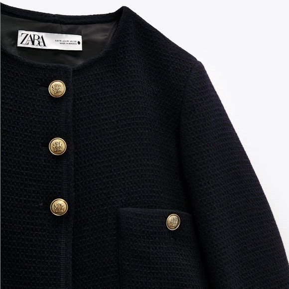 Zara METAL BUTTON JACKET - Navy blue - Picture 7 of 14